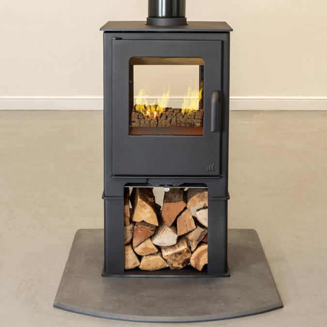 8KW Loxton 8 Double Sided ECO Cat Woodburning Stove with Log Store